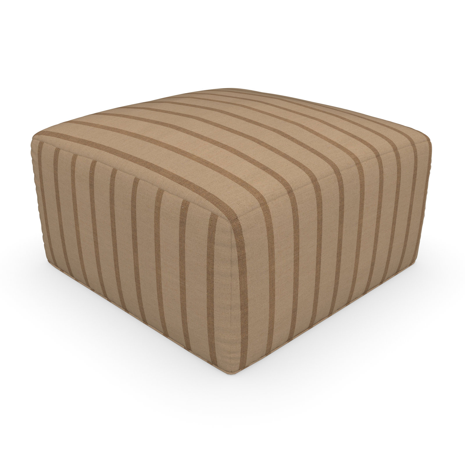 Praia Sunbrella® Outdoor Ottoman, 16" H x 29" W x 29" D, Unwind Driftwood Striped Sunbrella®