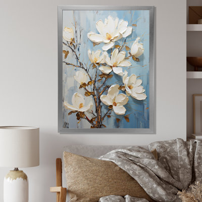 Fleurs de magnolias bleues et blanches Bloom IV sur toile
