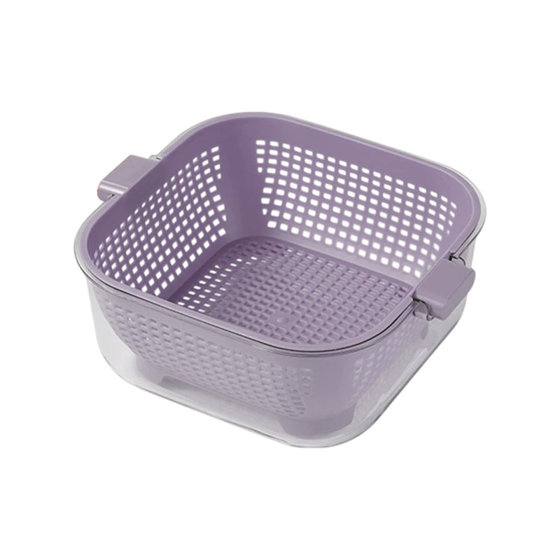 Panier de drain à double couche Panier de drain à double couche avec couvercle Panier de pique-nique pour fruits et légumes