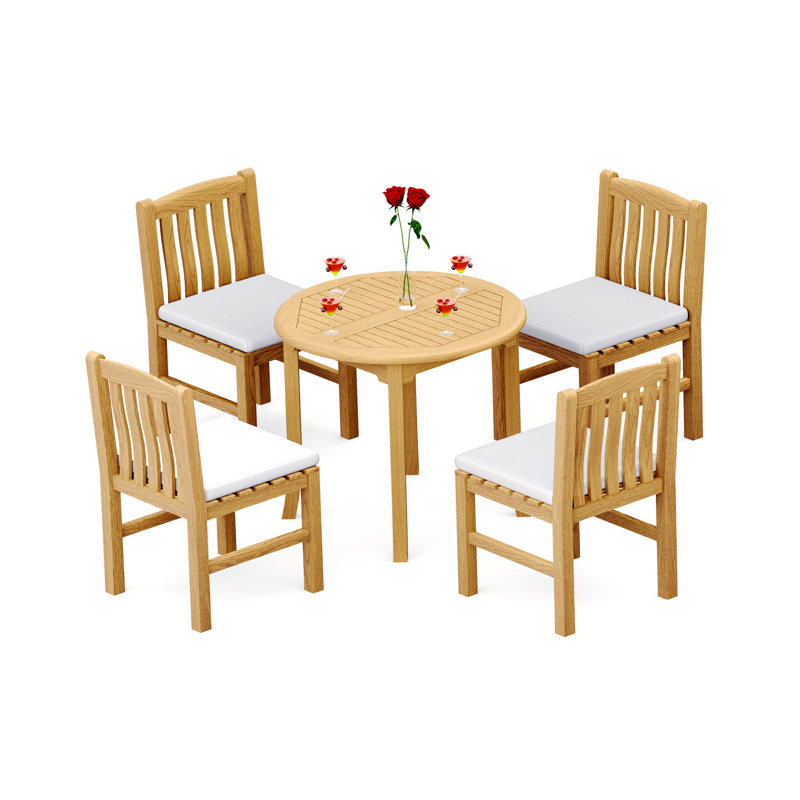 Grade-A Teak Wood Dining Set: Round Table And Devon Arm Chairs #11DV0703, H 31 po x l 82 po x P 43 po, 4