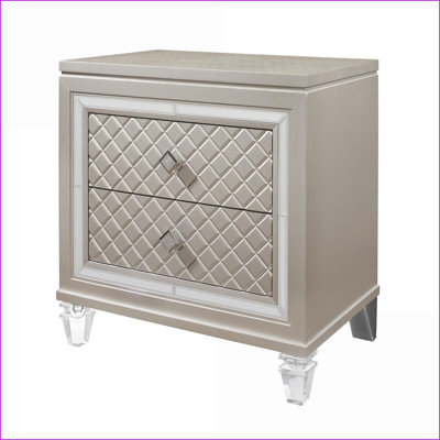 Table de chevet Glam Champagne avec tiroirs spacieux Pieds en acrylique