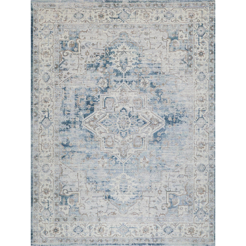 Vintage Looms Blue/Beige Polyester powerloom Area Rug, Rectangle 12' x 15'