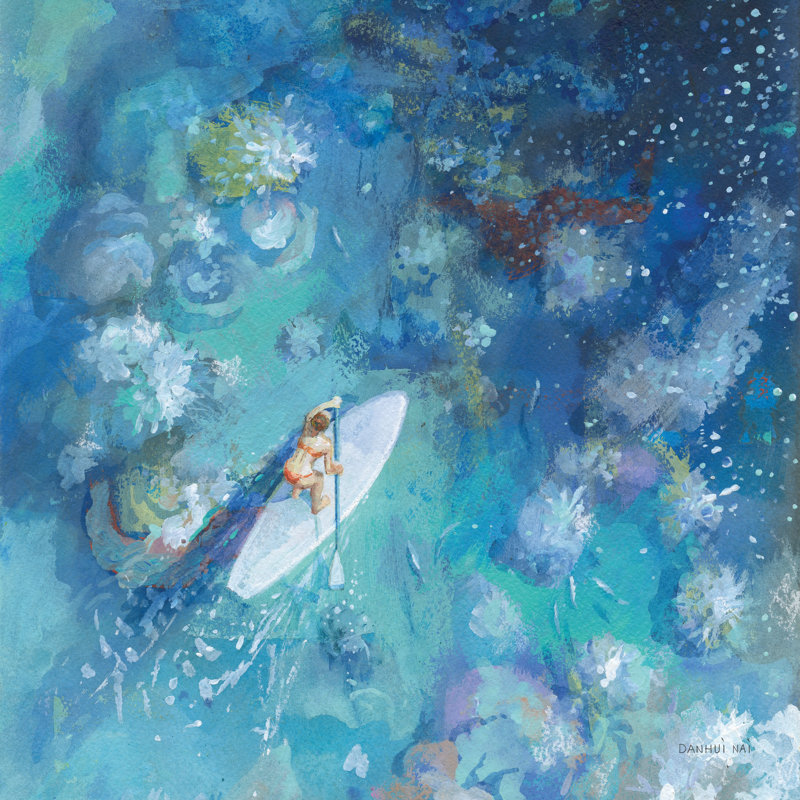 Paddle Board Exploring I by Danhui Nai - Wrapped Canvas Print, 30cm H x 30cm W