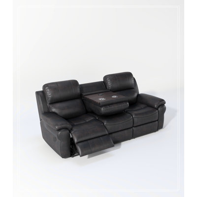 Breathable Power Reclining Sofa with Drop Down Table,USB Button and Wireless Charger by Red Barrel Studio