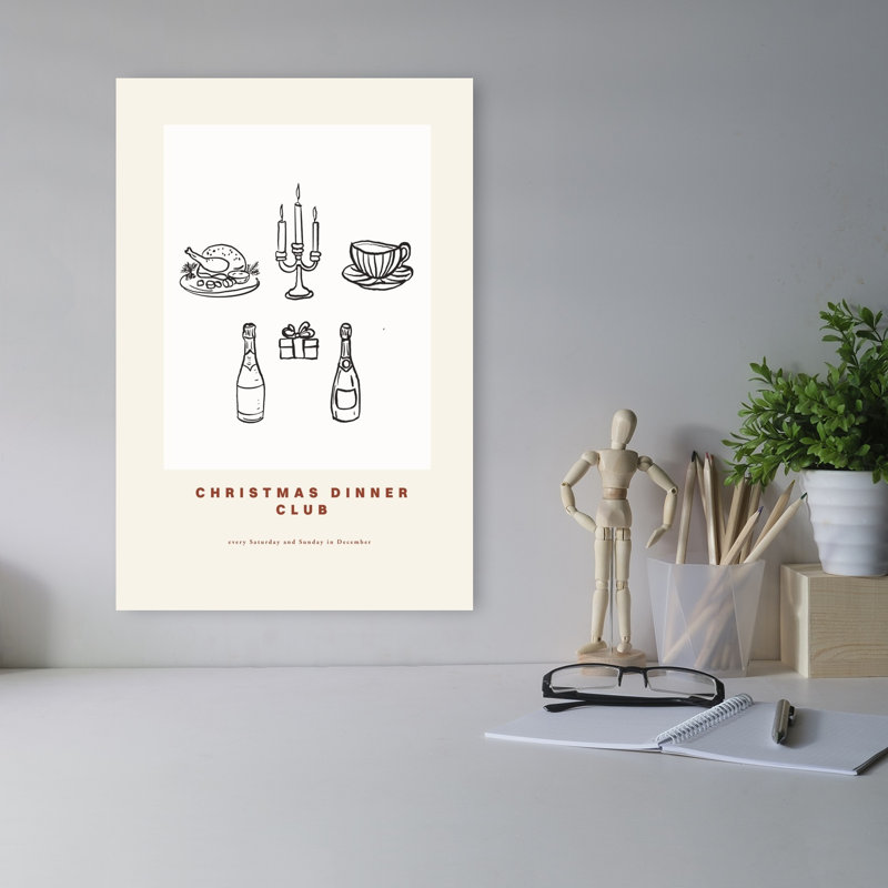 Christmasdinnerclub, impression d'art mural contemporain, 18" H x 12" W