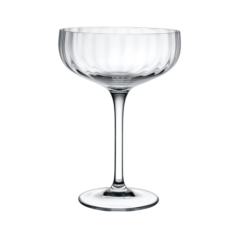 Villeroy & Boch Rose Garden Collection Champagne Coupes, Set of 4, Clear, Dishwasher Safe Glasses for Sparkling Wine, Prosecco, and Champagne, Champagne Bowls in Vintage Design, Crystal Glass