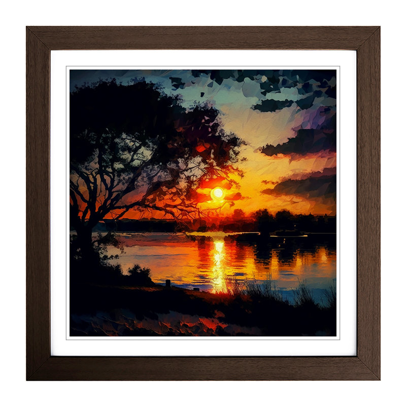 Sunset Post-Impressionism - Framed Print, Walnut