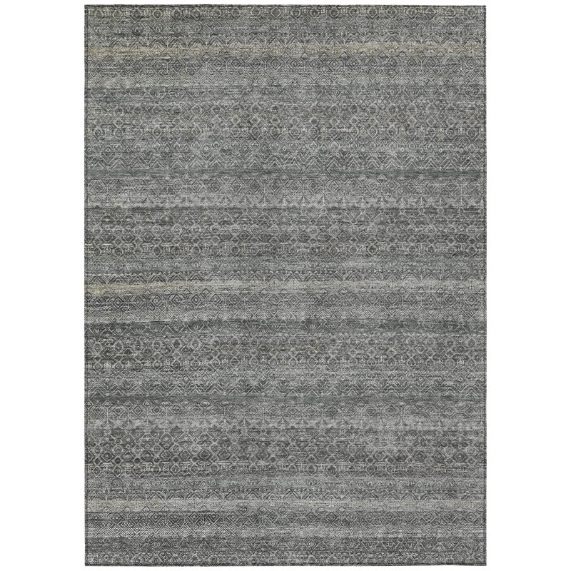 Tapis extérieur lavable rayé gris étain 5 pi x 8 pi