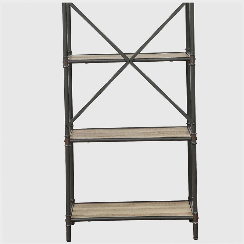 Antique Oak and Sandy Grey 4-tier Bookcase, (4 Shelves) 49.58"H x 26.58"W x 14.58"D