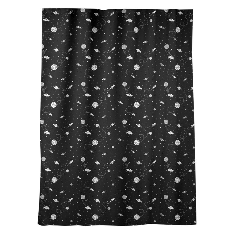 Room Darkening Curtain Single Panel, Black/Gray
