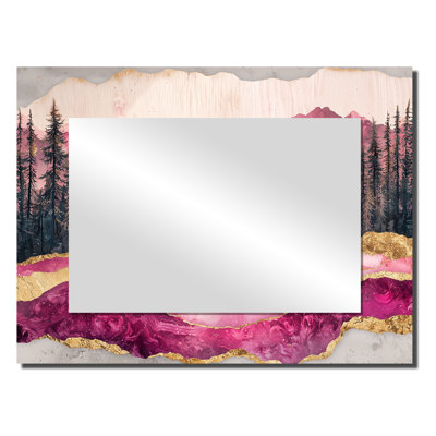 Ruby Crystal Lake Into The Pine Forest I - Art mural miroir de chalet - imprimé sur métal