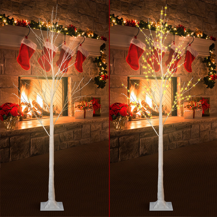 Jasmynn 3-Pack Lighted Birch Tree for Home Decor with Timer, Birch Christmas Tree with Warm White Lights The Holiday Aisle