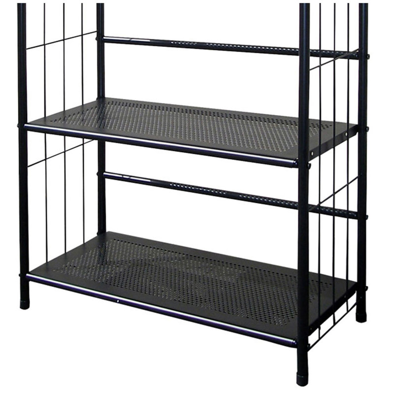 37" Tall 3-Tier Metal Standing Book Shelf, Black Finish, (3 Shelves) 37"H x 26"W x 11"D