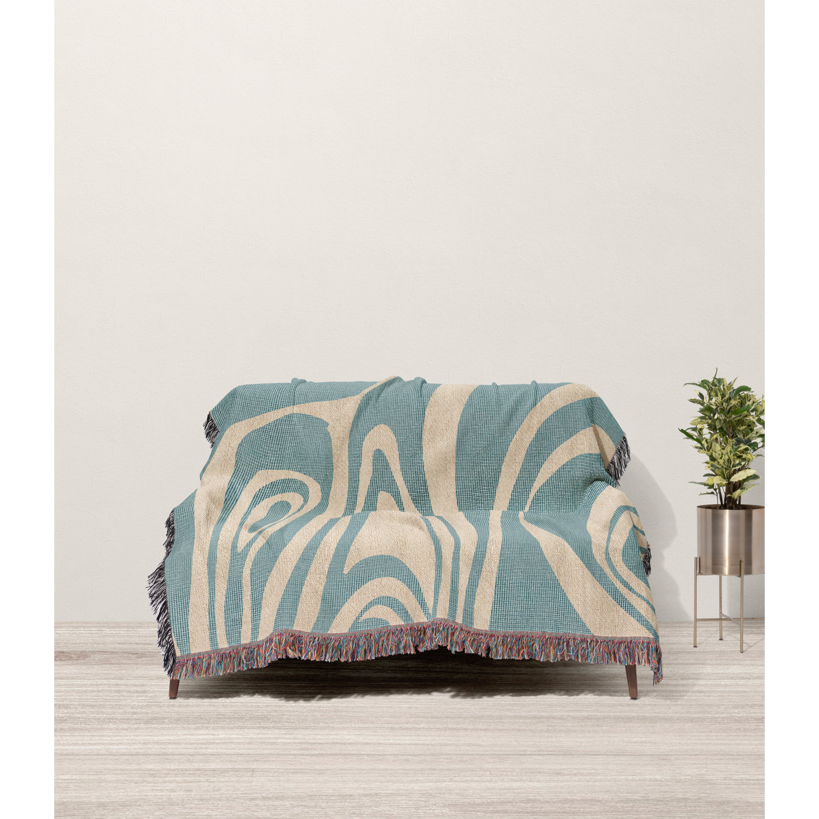 Kayle Cotton Throw Blanket, 60" x 80" – Queen, Teal