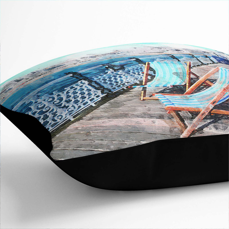 Upon Brighton Beach Pier Cushion with Filling, 55cm H x 55cm W x 20cm D, Black