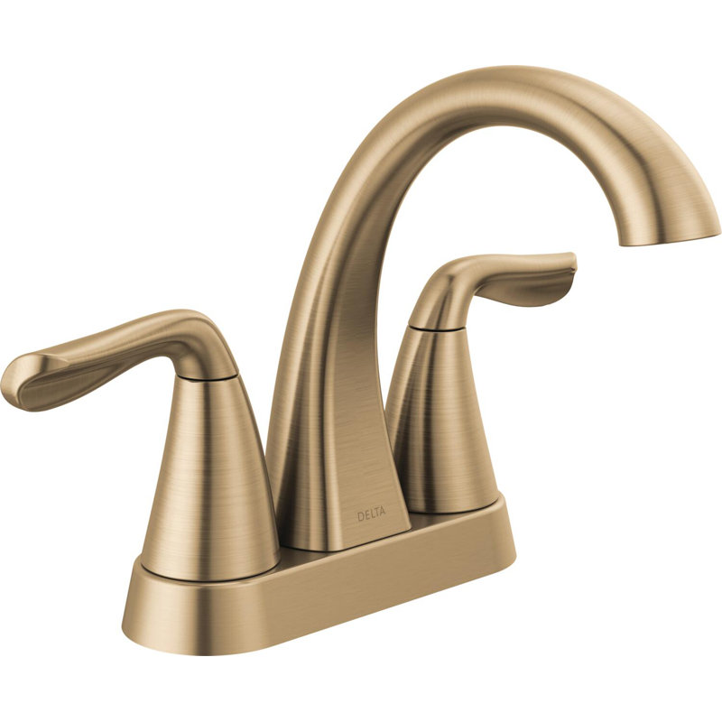 Robinet de salle de bain central avec ensemble de drain et robinet à 2 poignées Arvo, Bronze champagne