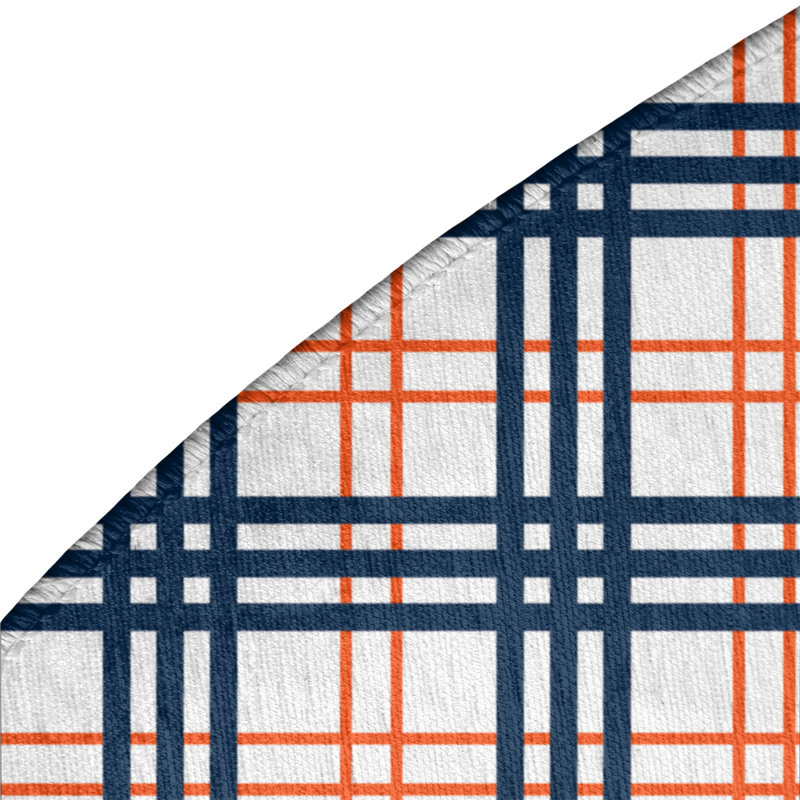 Tapis bleu / blanc à carreaux, Rond 5 pi