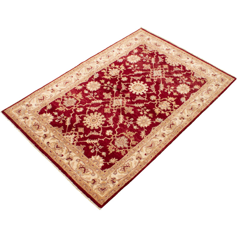 Tapis zone one-of-kind-noué la 2010 chobi orange/rouge 5 pi 10 po x 8 pi zone de laine 6 po Allahna