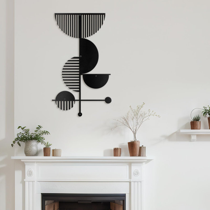 Décoration murale en métal, Noir, H 24 po x l 12 po x P 0,05 po