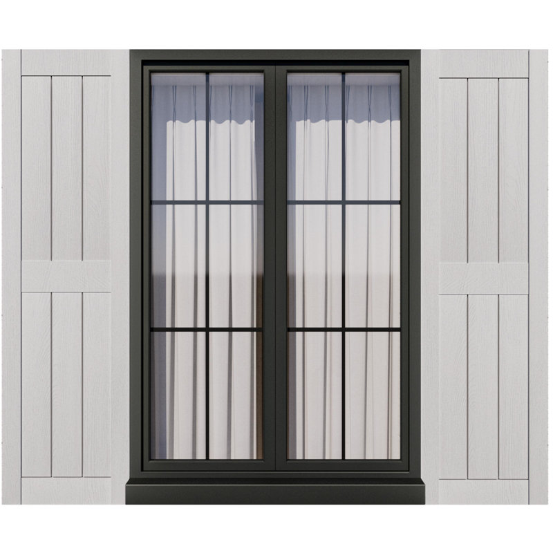 Volet en polypropylène résistant aux intempéries de 14,5 po de largeur, facile à installer (ensemble de 2), Noir, 51"