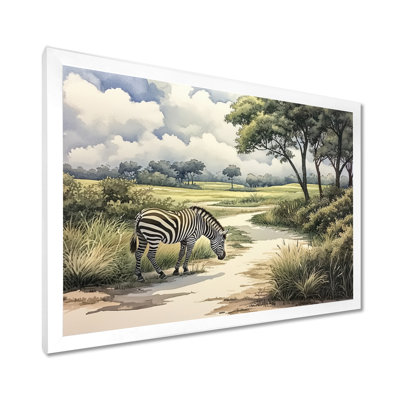 Aquarelle, jardin zébré II - art mural zébré, salon