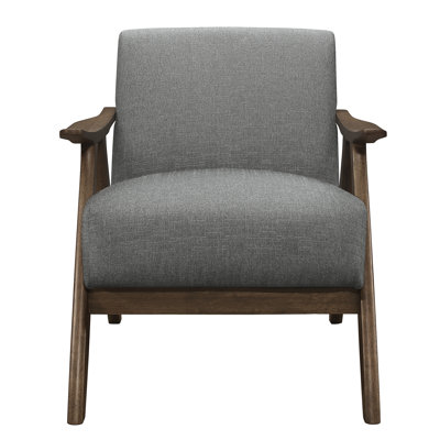Chaise d'appoint en tissu gris: bois de noyer, structure solide, coussins attachés Chaise rembourrée texturée: finition solide, coussin