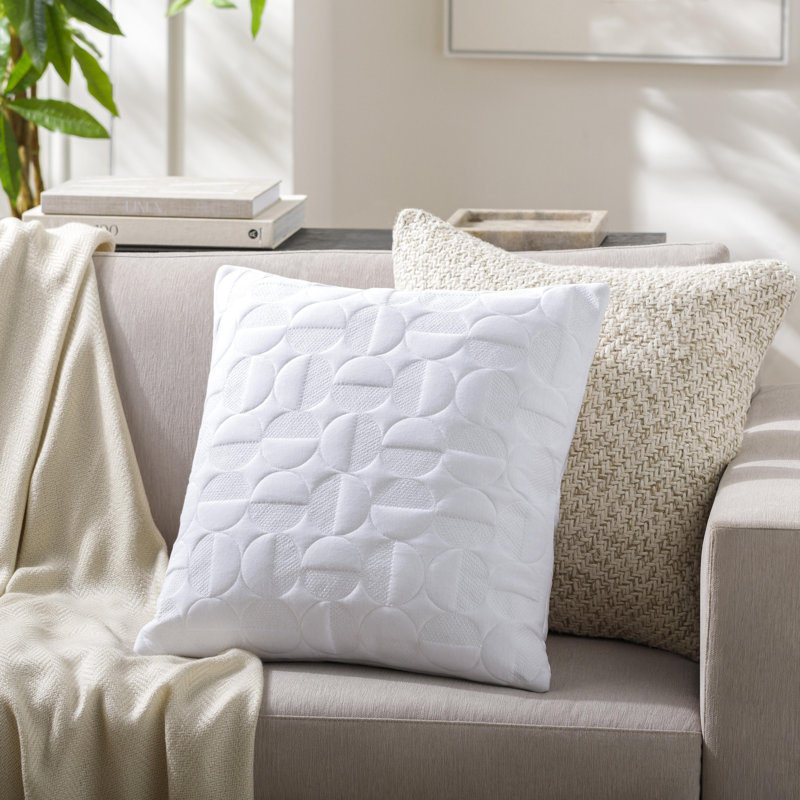 Coussin décoratif en coton, Polyester/ Bourre en polyester, Blanc, 22 po x 22 po