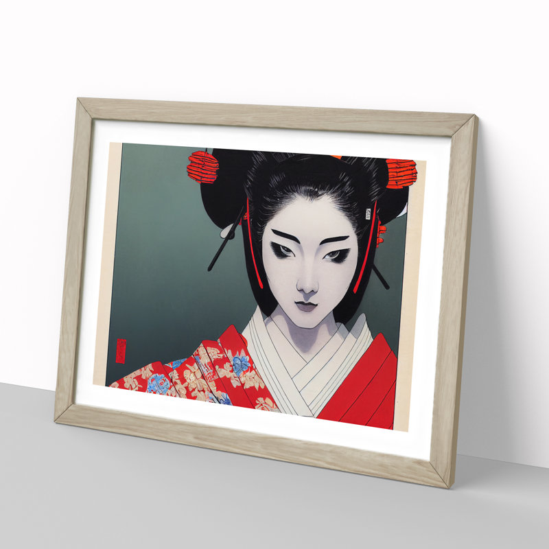 Spellbinding Geisha - Framed Print, 46cm H x 64cm W, Oak Frame