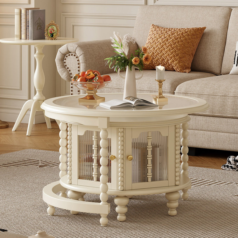 Solid Cherry Wood Round Combination Coffee Table