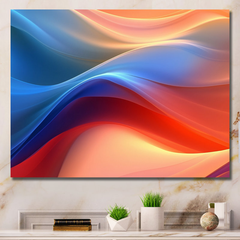 Orange / bleu fractale fractale II, Toile tendue, H 12 po x l 20 po x P 1 po