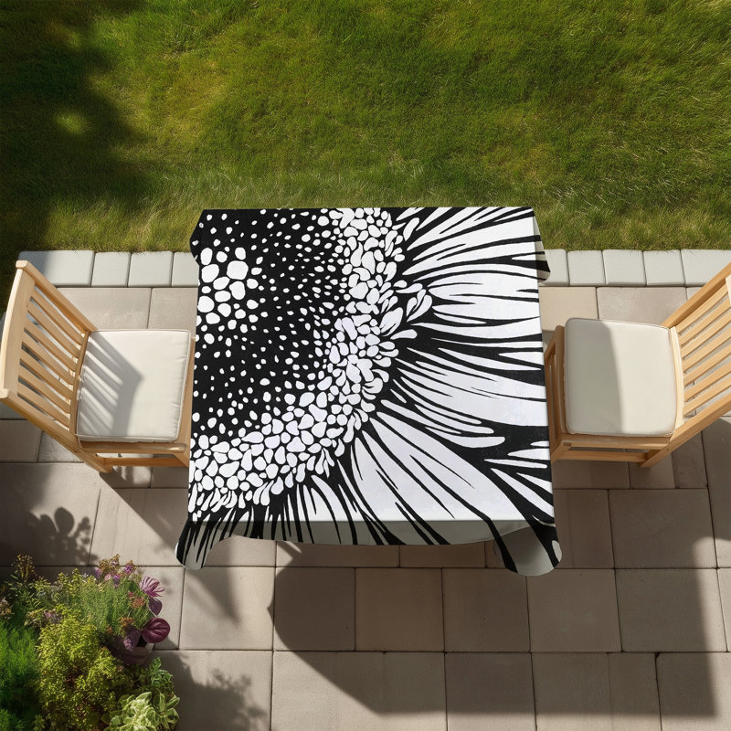 Gerbera Flower Black Tablecloth | Indoor Outdoor Home Decor