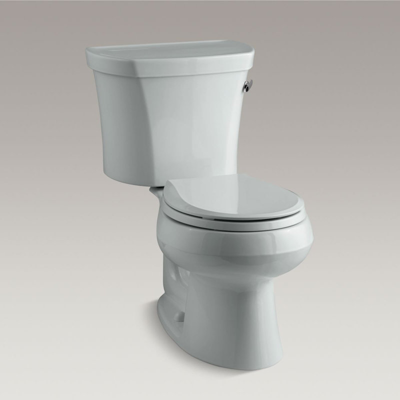 Wellworth 1.28 GPF Water Efficient Round Two-Piece toilet (Seat Not Included), Ice Gray, Left-Hand