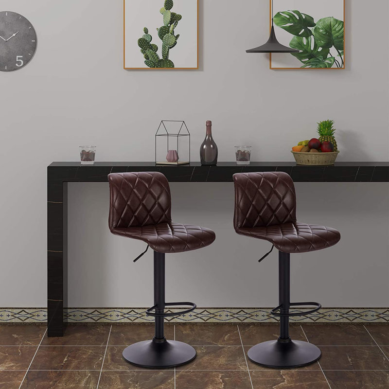 Luckenson Swivel Adjustable Height Stool, Dark Brown