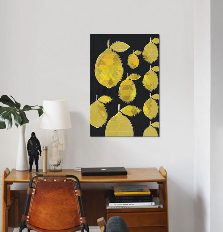 « citrons », impression sur toile, H 12 po x l 8 po x P 0,75 po, Toile tendue, Pas de tapis