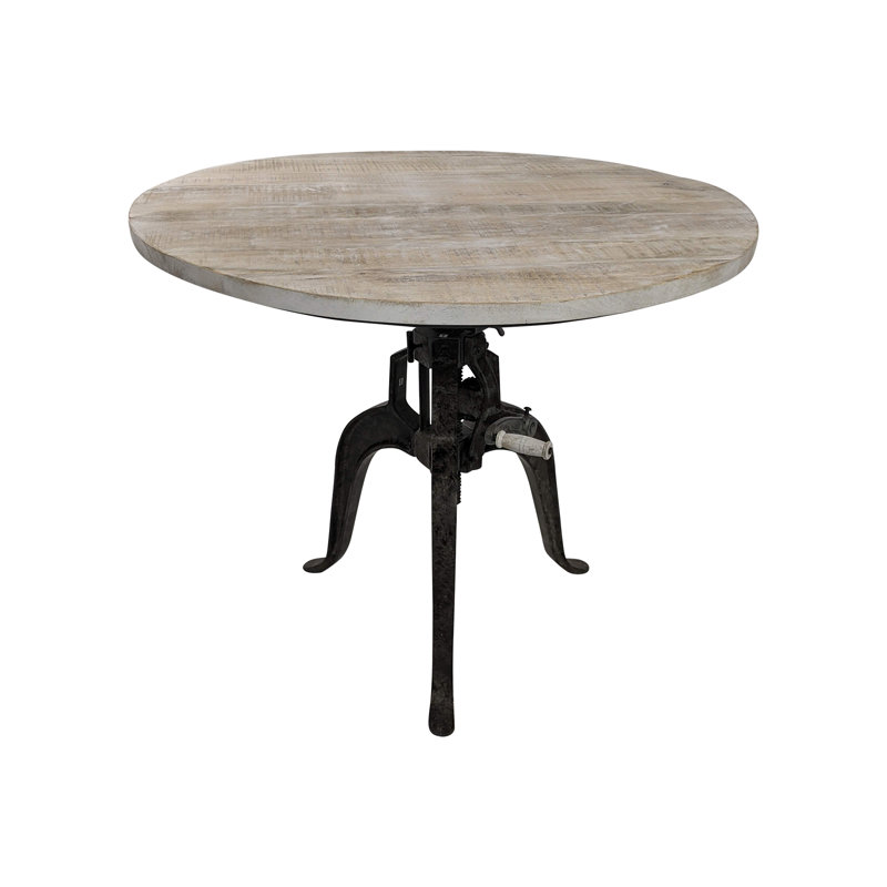 Table de salle à manger à hauteur réglable avec manivelle Rustic Beige, Noir
