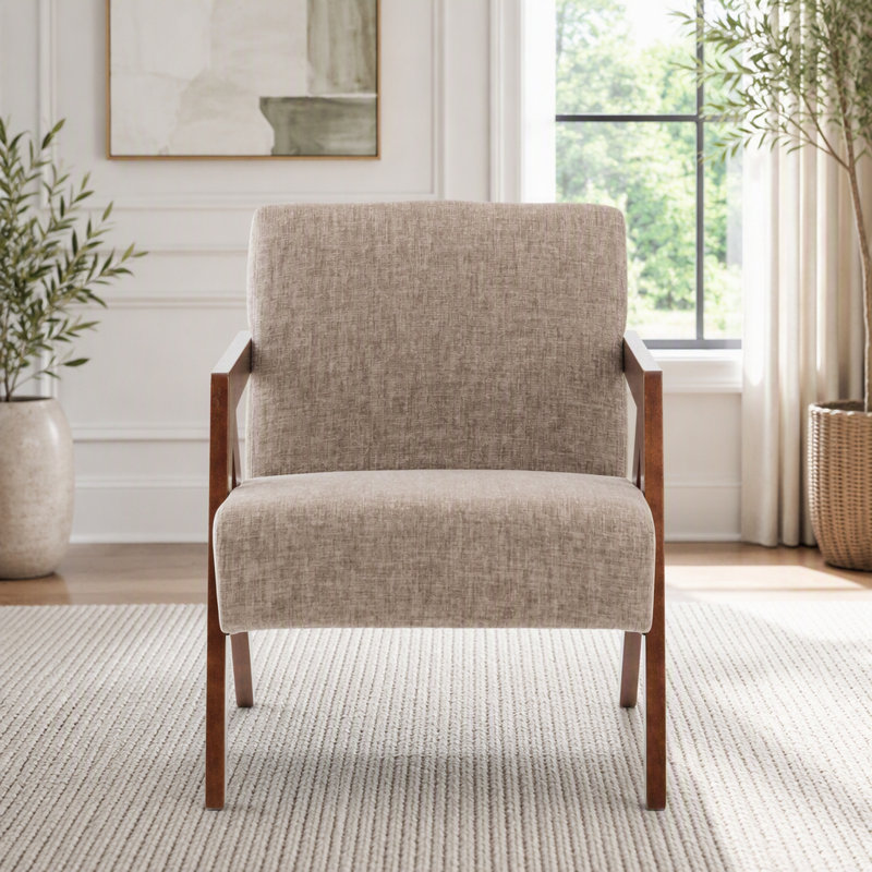Fauteuil Mid-Century, Light Coffee Chenille