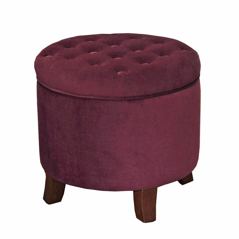 Repose-pieds capitonné rond avec rangement de 19 po Paymar, Merlot intense