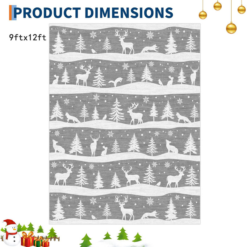 Tapis lavable antidérapant Christmas, Rectangle 9 pi x 12 pi