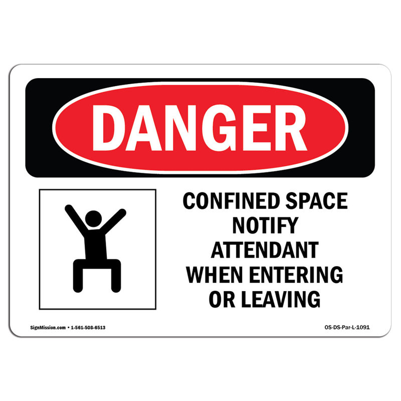 OSHA Danger Sign, 12" H x 18" W x 0.1" D