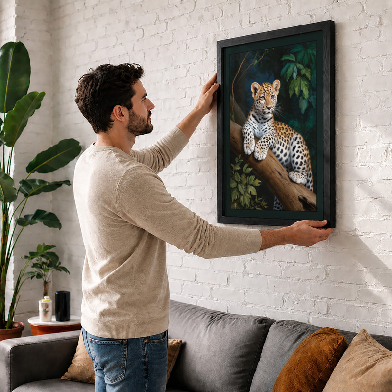 Leopard in Repose Boho - Framed Print, A1 - 84.1 x 59.4 cm, Unframed