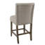 Tabouret de comptoir en tissu rembourré en bois avec garniture cloutée, gris et brun