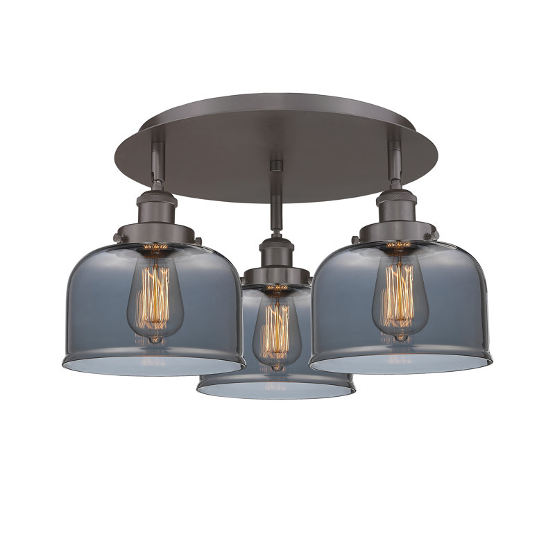 Bejtullah Glass Flush Mount, Clear Deco Swirl, Oil Rubbed Bronze