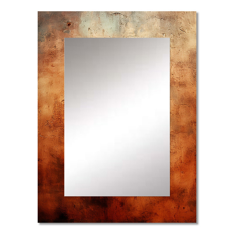 Art abstrait orange chaos de feu I - art abstrait, miroir mural, 32 po x 24 po