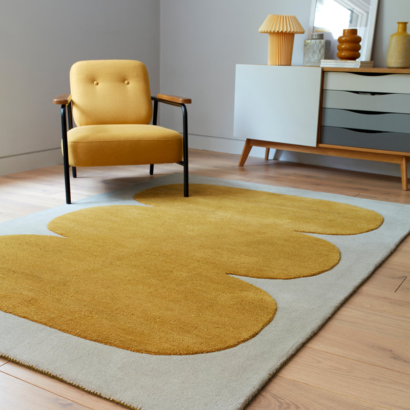 Bloxson Yellow/Grey Area Rug, Rectangle 160 x 230cm