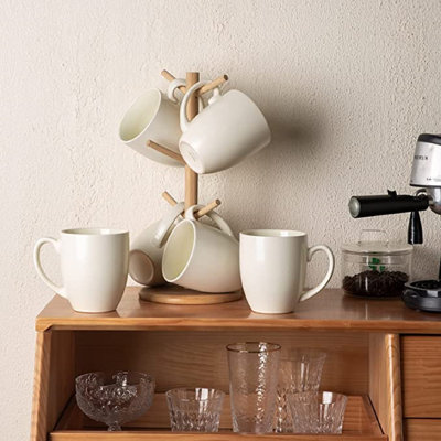 Ensemble de 6 tasses à café 16 oz, grandes tasses à café en céramique pour homme, maman et papa, tasses à café modernes avec poignée pour thé / café au lait / cappuccino / cacao. Va au lave-vaisselle et au micro-ondes