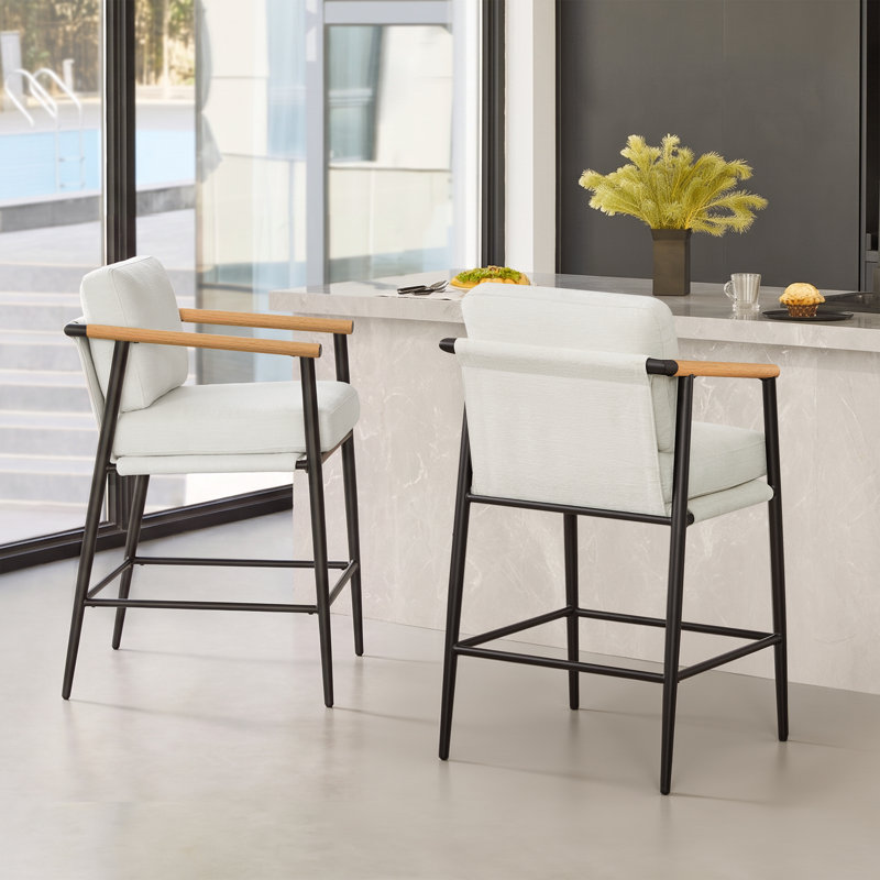 Tabouret de bar moderne rembourré, Crème