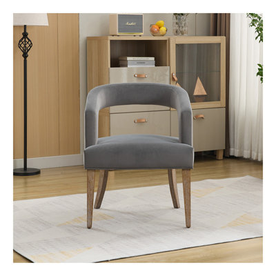 Chaise d'appoint rembourrée de 25,79 po de large avec pieds en bois et chaises en bois pour la salle à manger, le club, la cuisine et le salon