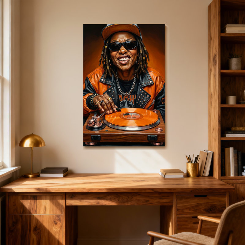 Disque vinyle Fashion Ja Spinning avec jaquette orange, H 18 po x l 12 po