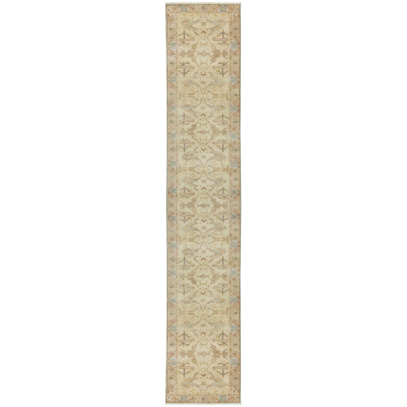 Tapis beige / gris de haute qualité noué à la main