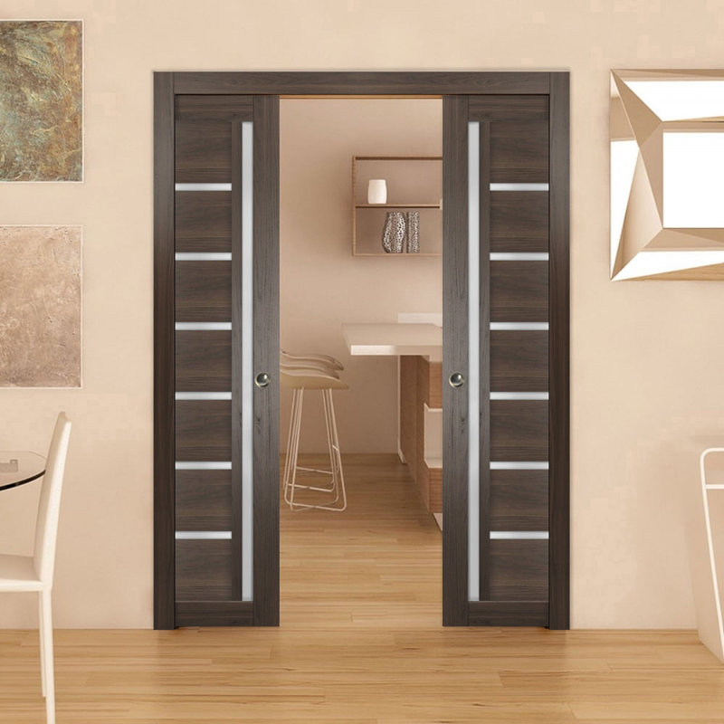 Portes coulissantes en bois givré Quadro, 79,5 po x 17 po